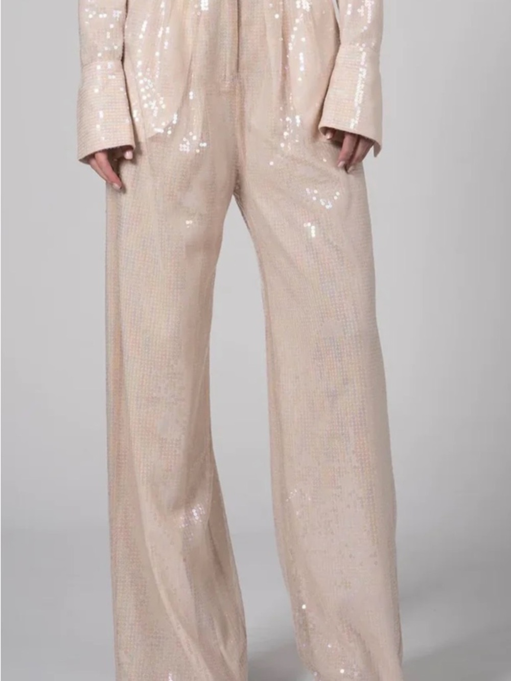 NONchalant Blush Sequin Wide-Leg Pants